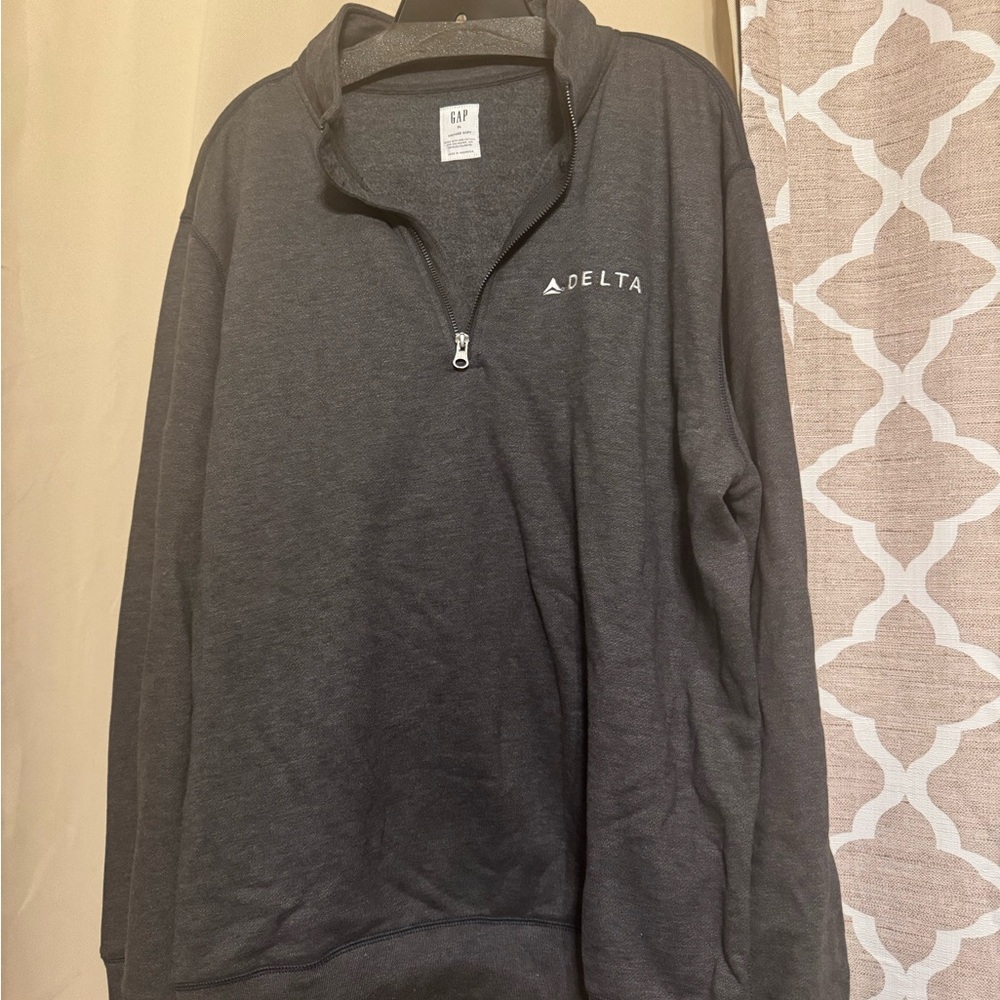 Delta Gray Half Zip Up Sweater